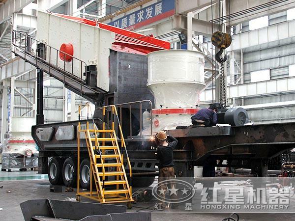 輪胎式一體機(jī)和圓錐式破碎機(jī)搭配圖