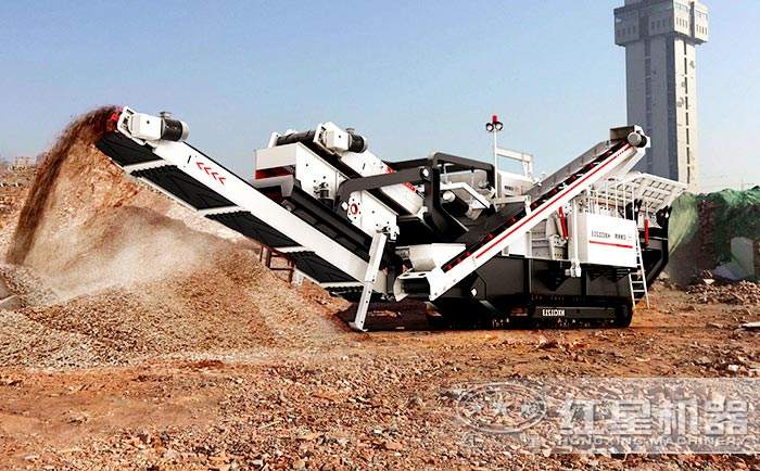 履帶式移動(dòng)建筑垃圾破碎制砂一體機(jī)現(xiàn)場(chǎng)
