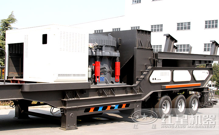輪胎式移動破碎站+圓錐式破碎機