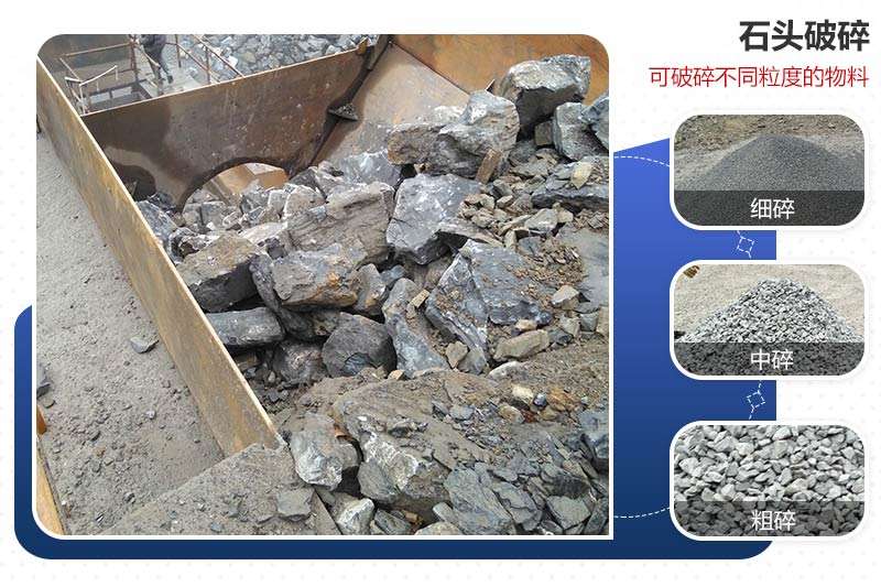 大石塊經(jīng)過(guò)破碎成不同粒型