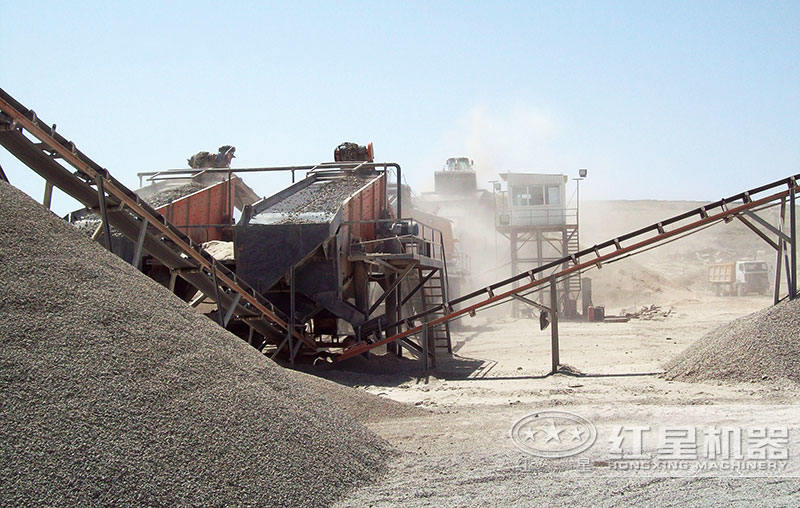 人工砂石生產(chǎn)線生產(chǎn)建筑石子現(xiàn)場
