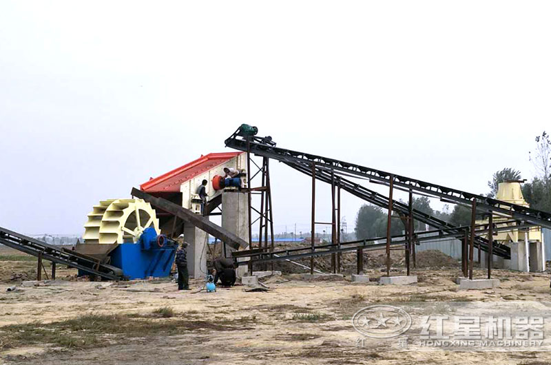 輪式洗砂機作業(yè)現(xiàn)場